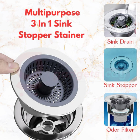 3 In 1 Sink Stopper Stainer