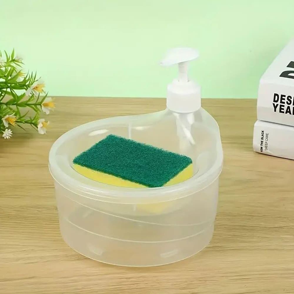 Double Layer Liquid soap Dispenser with Pump and Sponge