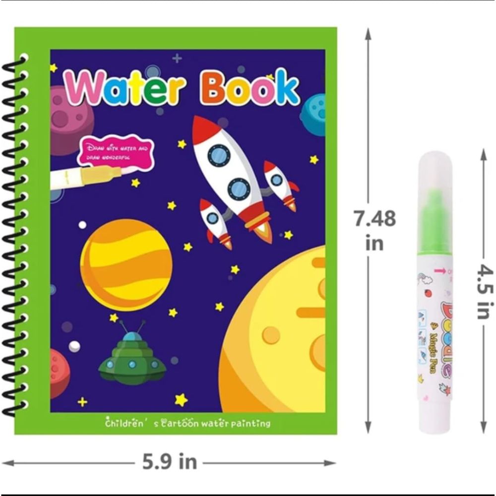 Reusable Magic Coloring Water Book (Pack Of 4 Books + 4 Pens)