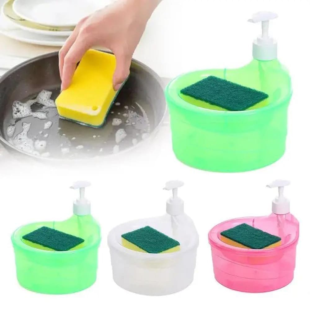 Double Layer Liquid soap Dispenser with Pump and Sponge