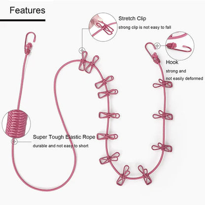 Cloth Stretch Rope With 12 Clips