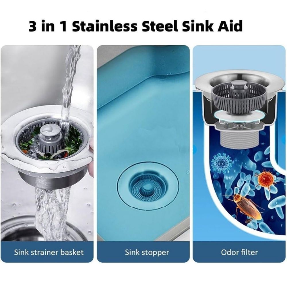 3 In 1 Sink Stopper Stainer